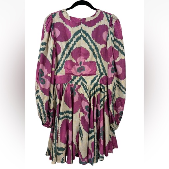 Oliphant Balloon Waisted Mini Patola Purple Small S Floral Gold Pleated Skirt - Picture 5 of 9